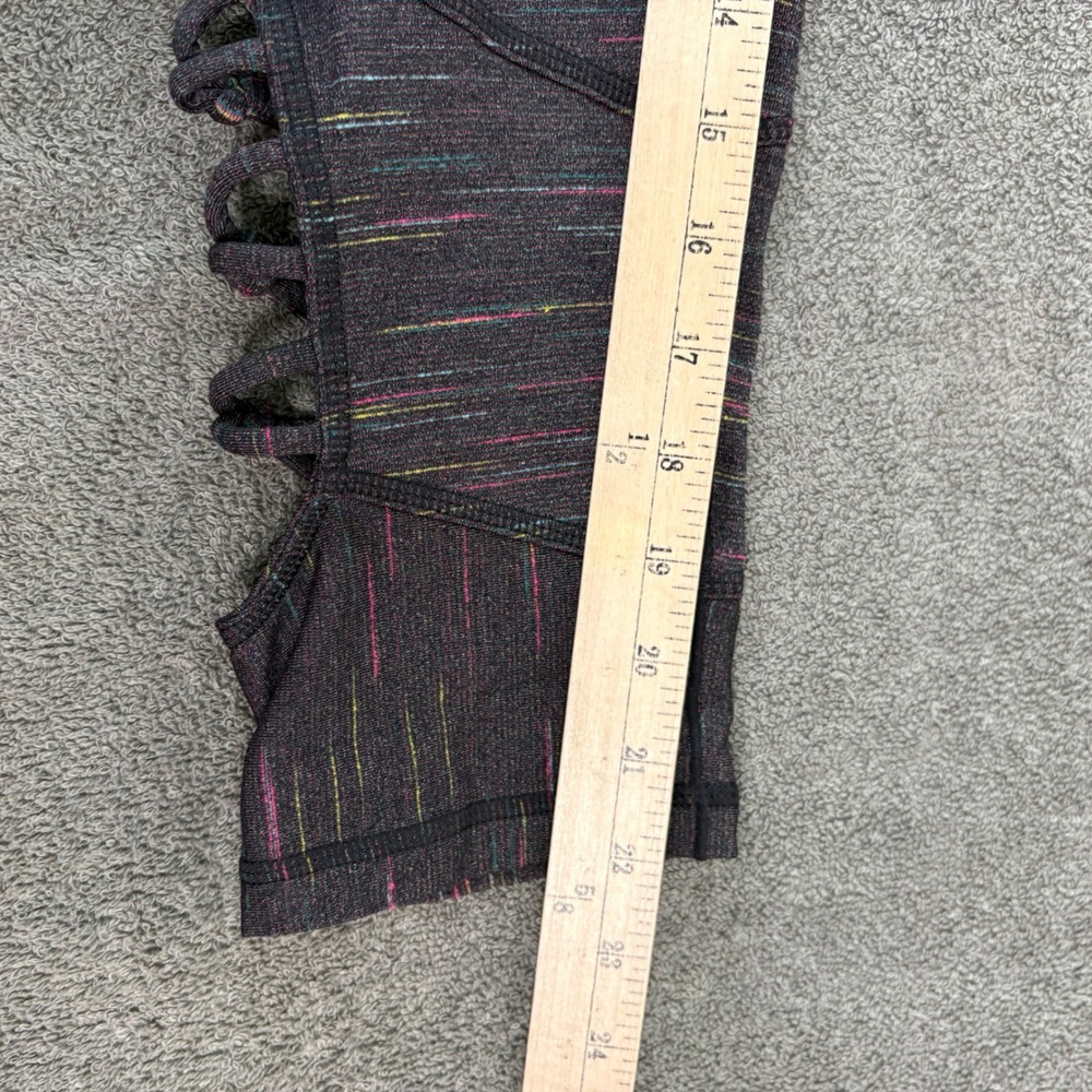 prAna Leggings Womens M Gray Roxanne Capri Strappy Lattice Space Dye Yoga Gym - Picture 8 of 9